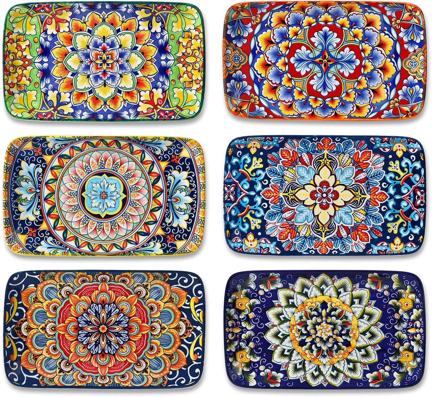 simi-6-piece-rectangular-ceramic-plates-set-8-5-x-5-1-small-dessert-sushi-plates-bohemian-appetizer-serving-plates-microwave-oven-safe-porcelain-plates