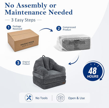 Folding Sofa Bed Single Boneless Couch Sleeper Chair with Pockets7