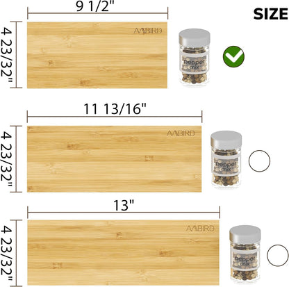 Bamboo Spice Drawer Organizer with Non-Slip Mat,4 Tier Jar Spice Rack Tray 9.5'',Seasoning Organizer for Kitchen,Cabinet,Drawers,Countertop7