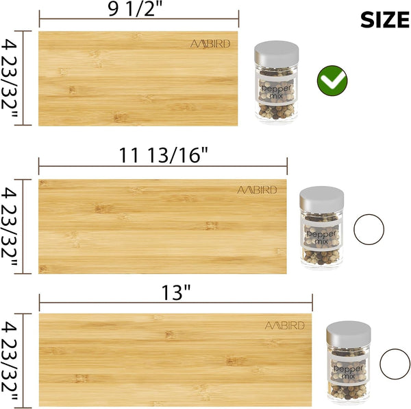 Bamboo Spice Drawer Organizer with Non-Slip Mat,4 Tier Jar Spice Rack Tray 9.5'',Seasoning Organizer for Kitchen,Cabinet,Drawers,Countertop7
