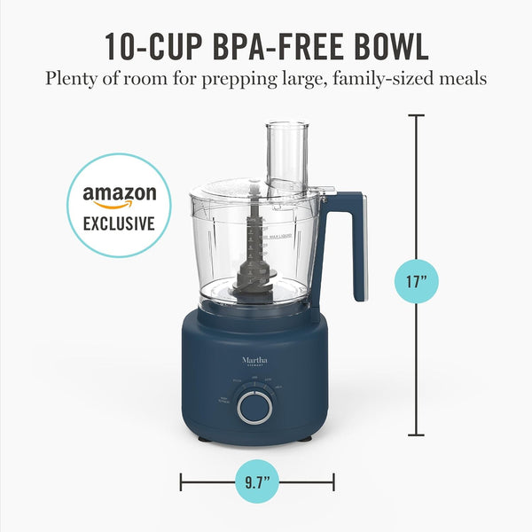 10 Cup Food Processor & Electric Chopper, One Touch Pulse | Bpa-Free Bowl, 3 Multipurpose Blades, Easy Food Prep, Chop, Slice, Shred, Puree, Emulsify, Speed Dial, Wide Feed Chute, Navy5