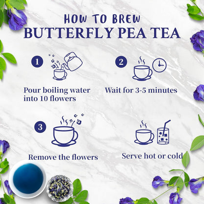 Butterfly Pea Flower Tea (375+ Cups) 4.4Oz Blue Butterfly Pea Tea Blue Tea | Blue Pea Flower Butterfly Tea 100% Pure Herbal, Caffeine Free Tea for Weight Loss, Rich in Antioxidants Butterfly Pea Flower5