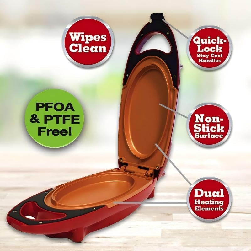 red-copper-5-minute-chef-electric-frying-pan-smokeless-nonstick-pan-steak