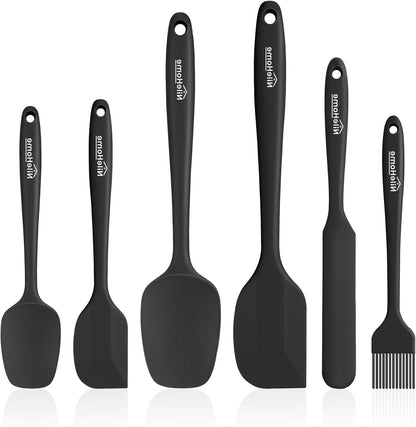 6 Pieces Silicone Spatula Set with Silicone Brush,Mixing-Black | Food-Grade Material,Heat Resistant up to 600°F,Dishwasher Safe,Bpa-Free1