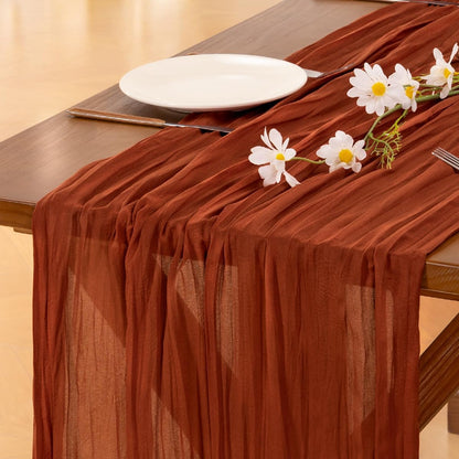 Fall Table Runner Terracotta Cheesecloth Boho Wedding Birthday Party1