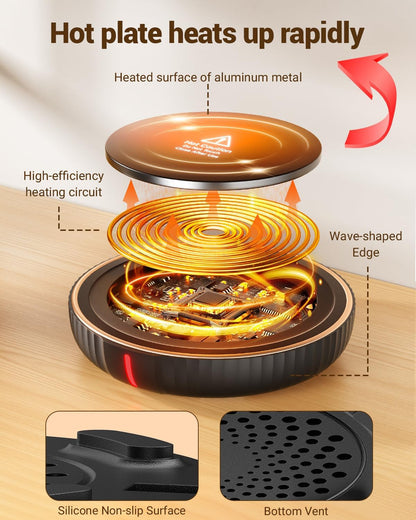 Housegem Large Candle Warmer Plate - Coffee Cup Mug Warmer for Desk, Candle Melter, Electric Mug Heater for Beverages, Milk & Tea, Coffee Accessories Ideal Gifts Keep Cup Warm (Black)3