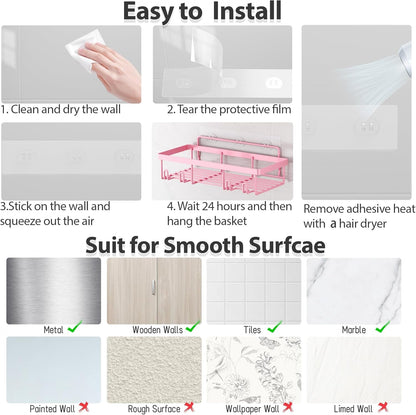 5 Pack Shower Caddy for inside Shower, Pink Bathroom Decor Set7