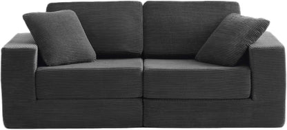 Modular Sectional Sofa, Modern Modular Sofa Couch with Deep Seat，Comfy Cloud Couch, Sectional Couches for Living Room, Bedroom and Apartment，2-Seater，Dark Grey1