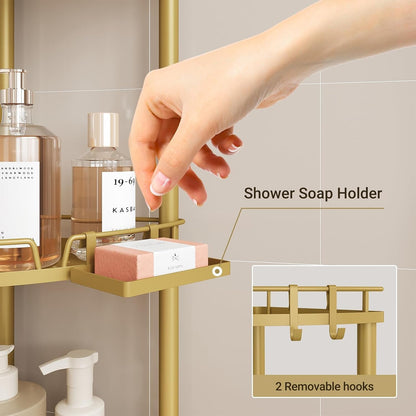 Corner Shower Caddy Standing, 3 Tier Metal Shower Organizer, Gold4