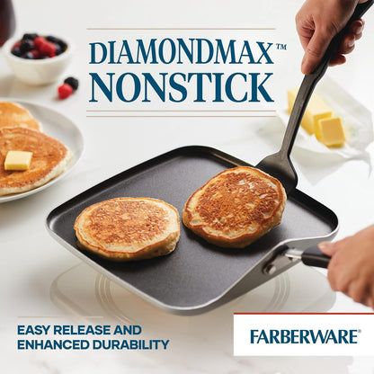 Cookstart Aluminum Diamondmax Nonstick Square Griddle Pan, 11-Inch, Silver4