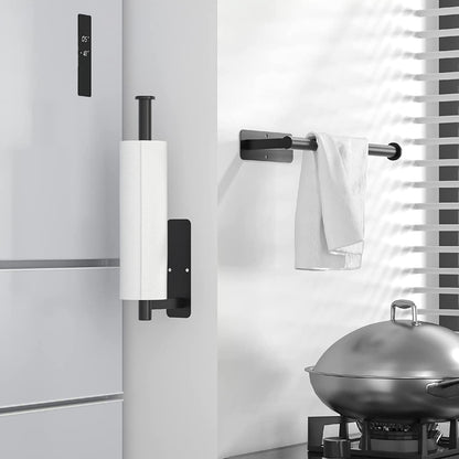 Paper Towel Holder under Cabinet No Drilling, Self Adhesive Paper Towel Holder Wall Mount for Kitchen Rack, under Counter Napin Holder No Drill, 304 Stainless Steel Matte Black2