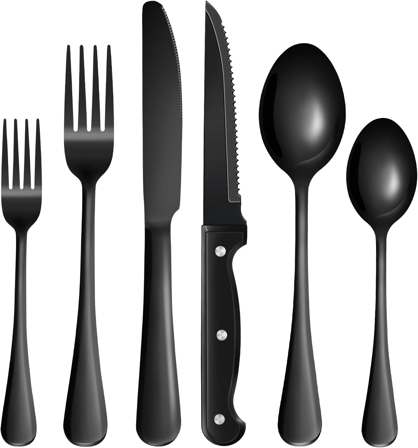 24-piece-black-silverware-set-with-steak-knives-black-stainless-steel-flatware-set-for-4-food-grade-tableware-cutlery-set-rust-proof-mirror-polished-dishwasher-safe
