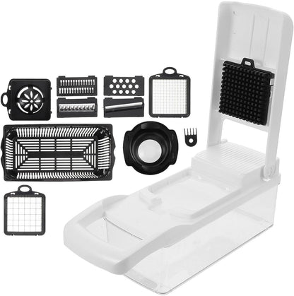Multifunctional Vegetable Grater Slicer and Dicer Set, 15Pcs White Kitchen Cutter with Wear-Resistant Potato Peeler, Ergonomic Handheld Cucumber Shredder for Home Cooking1