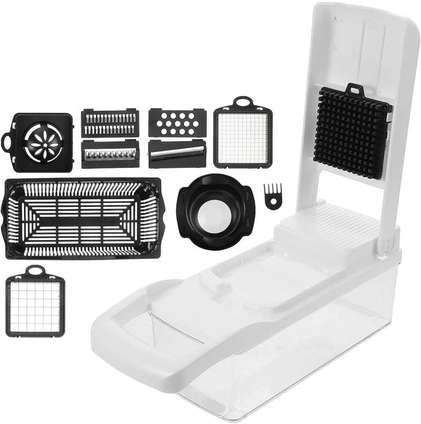Multifunctional Vegetable Grater Slicer and Dicer Set, 15Pcs White Kitchen Cutter with Wear-Resistant Potato Peeler, Ergonomic Handheld Cucumber Shredder for Home Cooking1