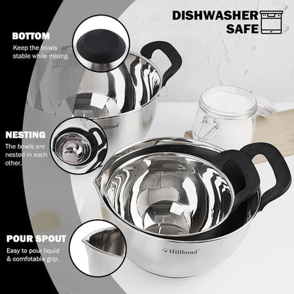 Stainless Steel Mixing Bowls with Lids Set, Set of 3, Black3