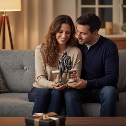 Romantic Couple Figurines Sculpture – Abstract Couple Sculpture on Stone Bench, Modern Home Decor Statue, Unique for Couple7