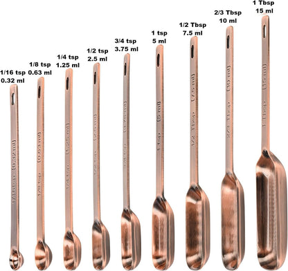 Copper Measuring Cups and Spoons Set of 18, 7 Measuring Cups, 9 Measuring Spoons, Stainless Steel Measuring Spoons and Cups for Dry & Wet Ingredients during Kitchen & Baking3