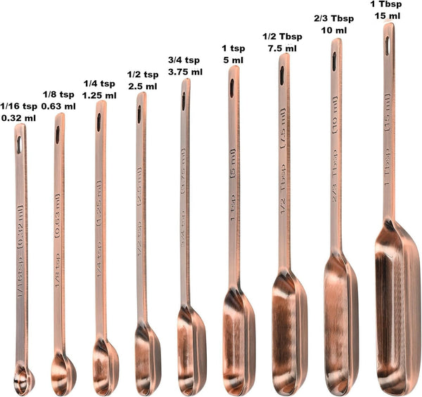 Copper Measuring Cups and Spoons Set of 18, 7 Measuring Cups, 9 Measuring Spoons, Stainless Steel Measuring Spoons and Cups for Dry & Wet Ingredients during Kitchen & Baking3