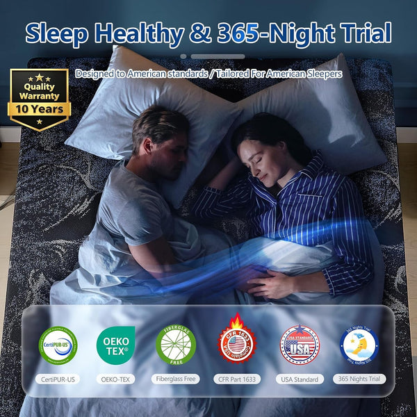 14 Inch Queen Size Mattress, Upgraded Luxury Cooling Gel Queen Memory Foam Mattress in a Box with 7-Zone Support for Cool Night & Pressure Relief, 365-Night Trial, Washable Icesilk Cover, Medium Firm4
