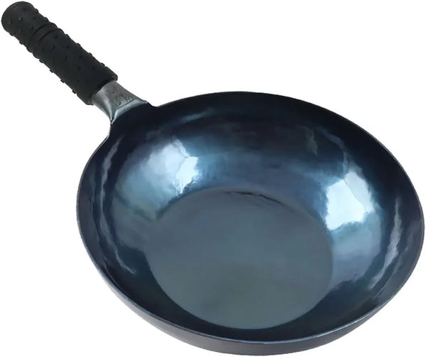 Stir Fry Pans,Chinese Handhammered Iron Woks，Mirror Flat Bottom Pot，No Coating Non-Stick, Suitable for All Kinds of Stoves (Diameter 34Cm/13.38In)1