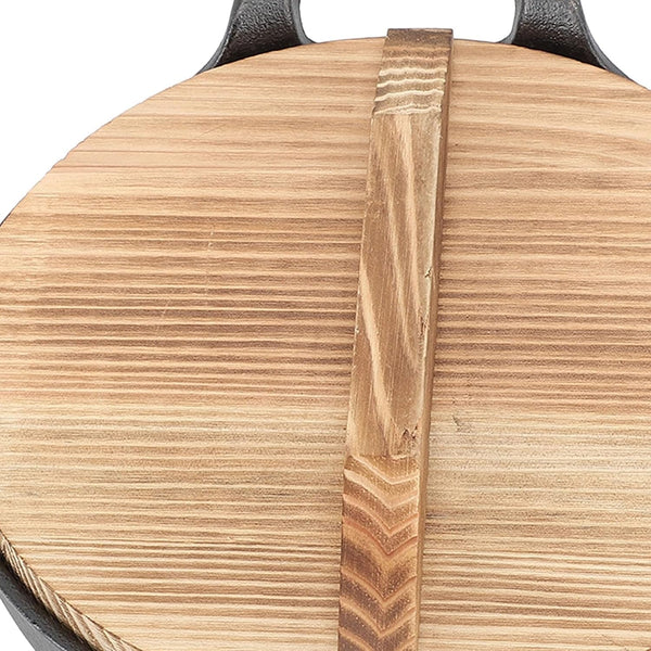 Cast Iron Wok, Heavy Duty Flat Base Stir Fry Pan with Wooden Lid for Home Kitchen Stove Cooking Cast Iron Solid Wood 20Cm 1 Piece9