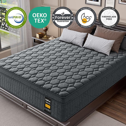 Medium Firm Mattress Queen 14 Inch, Hotel Style Hybrid Mattress with Back and Lumbar Support, Fiberglass Free, 365 Nights Trial, 10 Years Warranty5