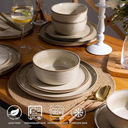 Dinnerware Sets for 8, 32 Pieces Ceramic Plates and Bowls Set6