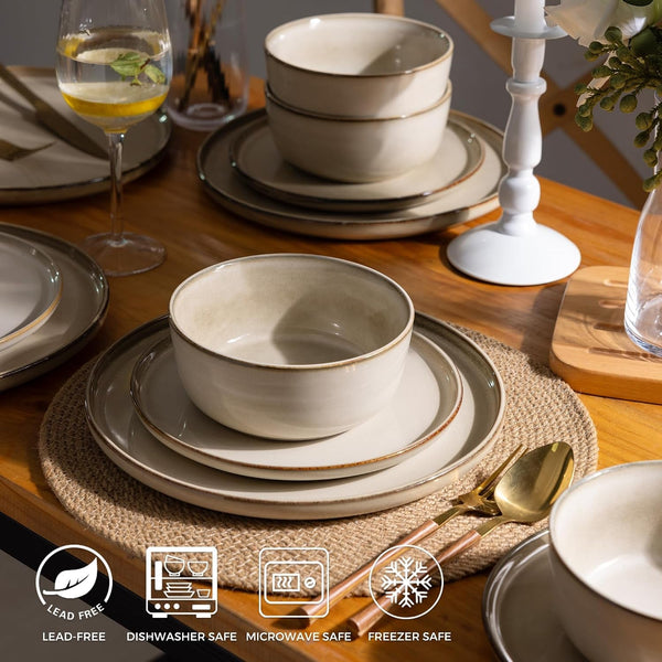 Dinnerware Sets for 8, 32 Pieces Ceramic Plates and Bowls Set6