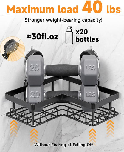 Corner Shower Caddy Suction Cup with Soap Holder and 16 Hooks4