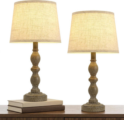 Table Lamps Set of 2, 20.5" Rustic Farmhouse Bedside Lamps with Linen Shade1