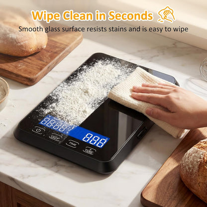 Food Scale, 33 Lb / 0.1 Oz High Precision Kitchen Scale for Sourdough Bread, Built-In 7 Units, Timing & Tare Function, Rechargeable Digital Kitchen Scale for Food, Baking, Cooking6