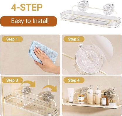 Suction Cup Shower Caddy, Wall Mounted No Drilling Bathroom Shower Organizers Storage Rack, Removable Shelves for inside the Shower, Black6
