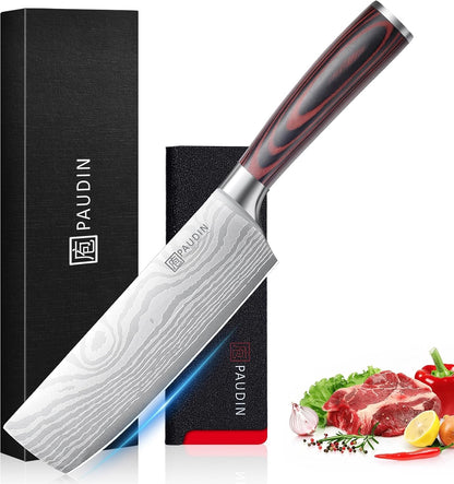 Nakiri Knife - 7" Razor Sharp Meat Cleaver and Vegetable Kitchen Knife, High Carbon Stainless Steel, Multipurpose Asian Chef Knife for Home and Kitchen with Ergonomic Handle1