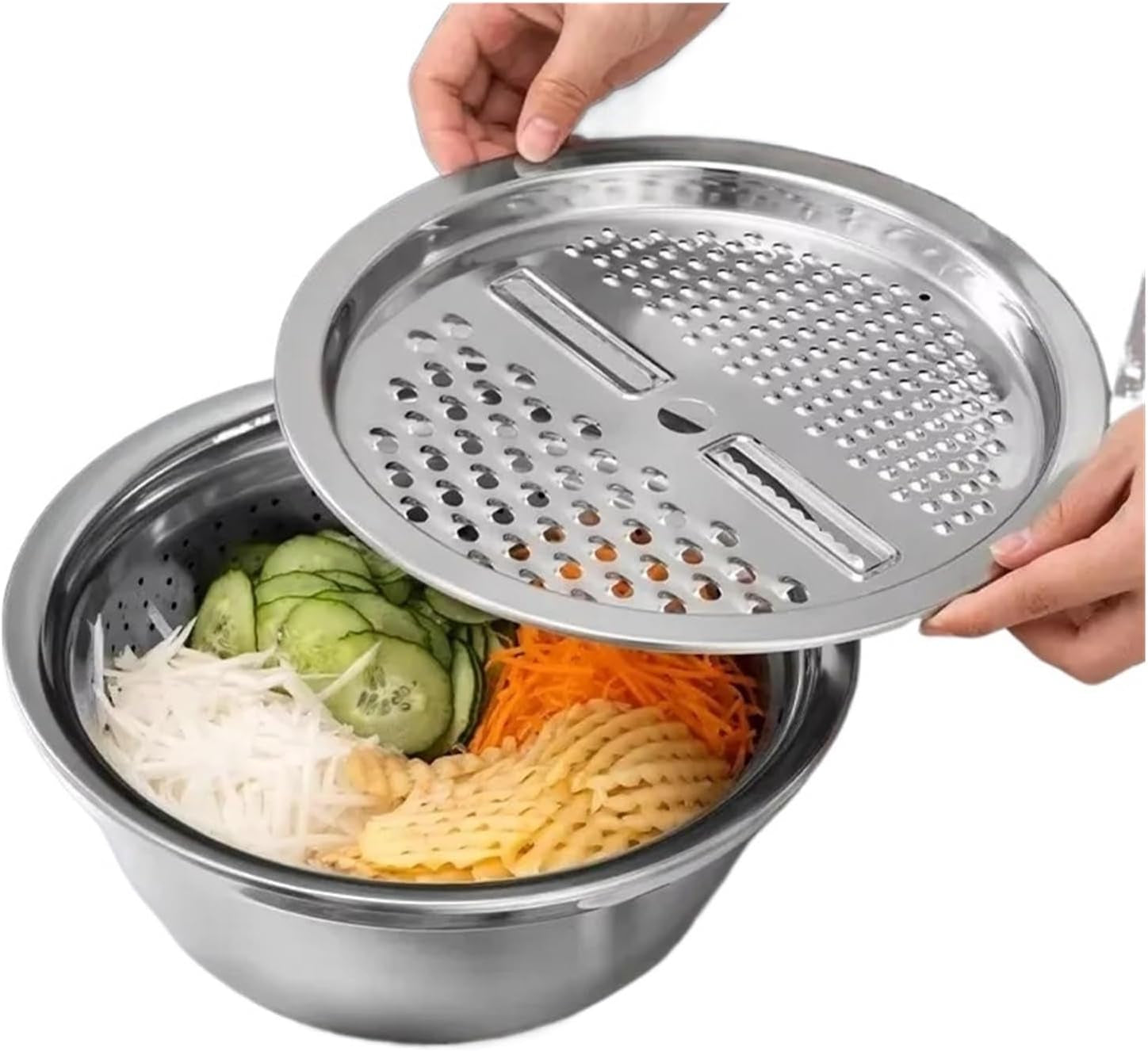 multifunctional-stainless-steel-basin-vegetable-cutter-fruit-slicer-potato-peeler-carrot-grater-kitchen-accessory-setgrater-plate