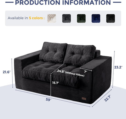 Loveseat Sofa Couch, Upholstered Bean Bag Chair Cloud Seat2
