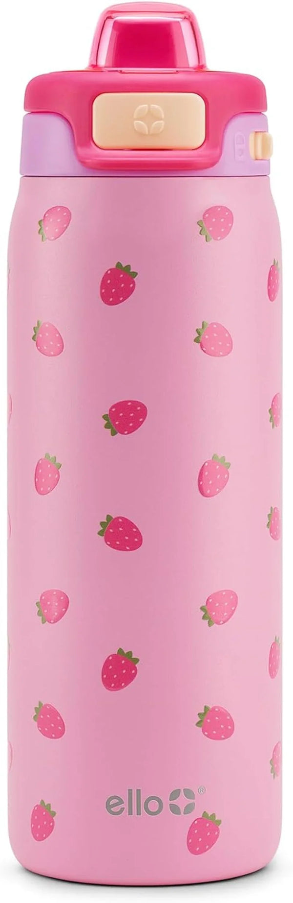 Kids Pop & Fill 18Oz Stainless Water Bottle, Sip or Chug, Strawberries1