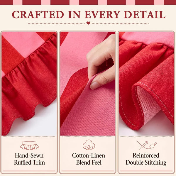 Striped Ruffled Tablecloth 70 X 52 Inches Boho Pink Red Striped Decorative Table Cover Rectangle Cotton Linen Table Cloth for Home Dining Kitchen Wedding Birthday Party3