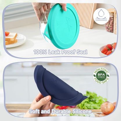 4 Cup Silicone Lids Replacement for Pyrex & Anchor Hocking 7201-PC | Food Grade Silicone, Leakproof、Airtight Lids, Dishwasher Microwave Safe(2 Pack)4