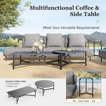 Metal Patio Conversation Set, 10-Seat, Modular Design, Grey7