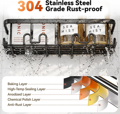 Shower Caddy Adhesive, Rustproof Shower Organizer, Wall Shower Rack4