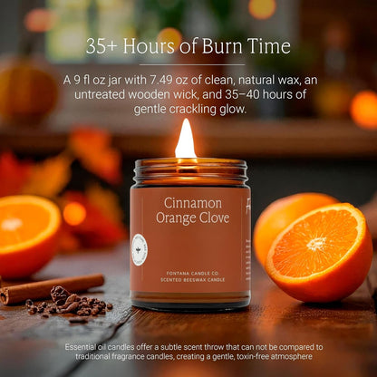 Fontana Candle Co Wood Wick Beeswax Candle, Cinnamon Orange Clove3
