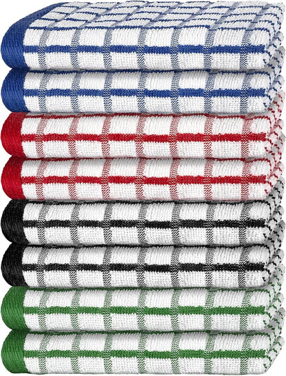 Premium Dish Towels for Kitchen, 8 Pack, 16X26 - 100% Cotton Kitchen Towels with Hanging Loop, Ultra Absorbent and Thick 410 GSM, Multicolor1