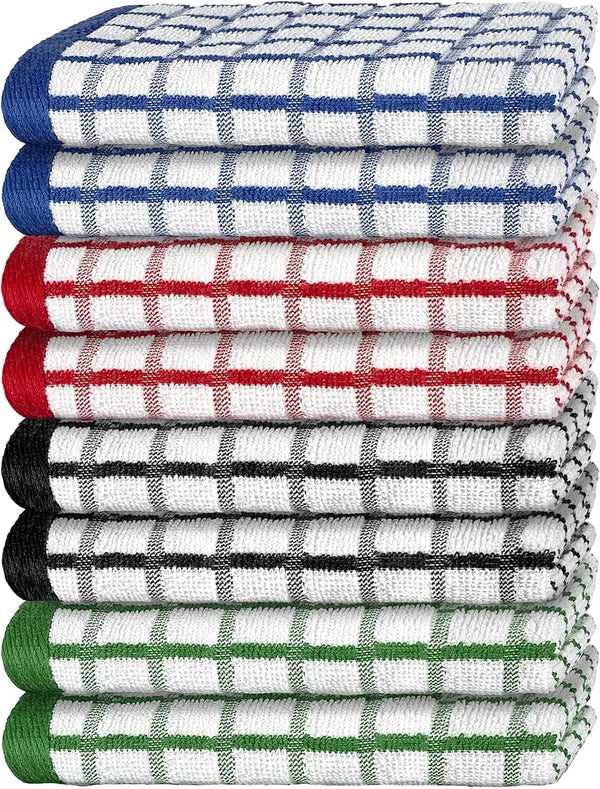 Premium Dish Towels for Kitchen, 8 Pack, 16X26 - 100% Cotton Kitchen Towels with Hanging Loop, Ultra Absorbent and Thick 410 GSM, Multicolor1