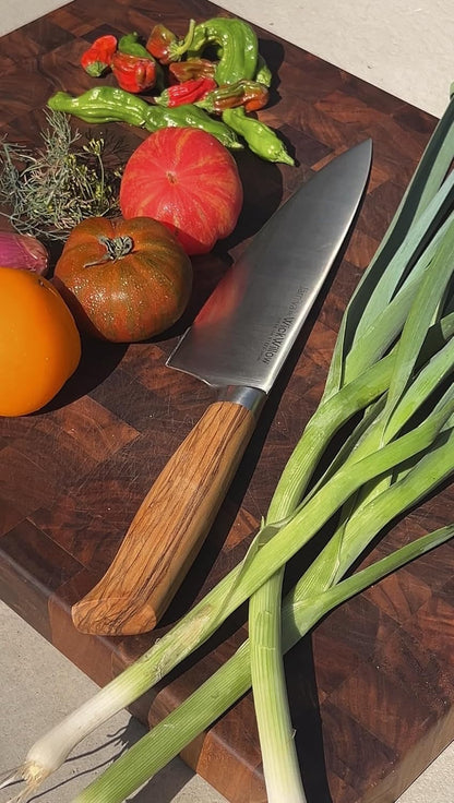 8” Chef Knife – Swedish Steel, Professional, Olive Wood3