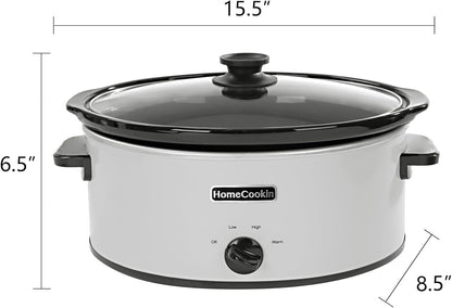 6 Quart Slow Cooker Oval Manual Pot Food Warmer with 3 Cooking Settings, White Stainless Steel4
