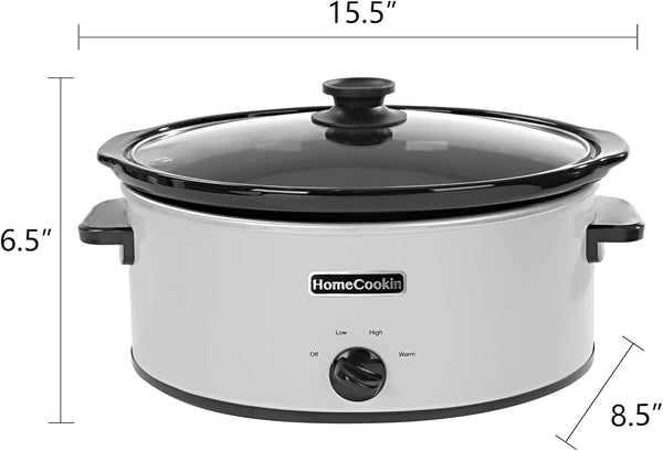 6 Quart Slow Cooker Oval Manual Pot Food Warmer with 3 Cooking Settings, White Stainless Steel4