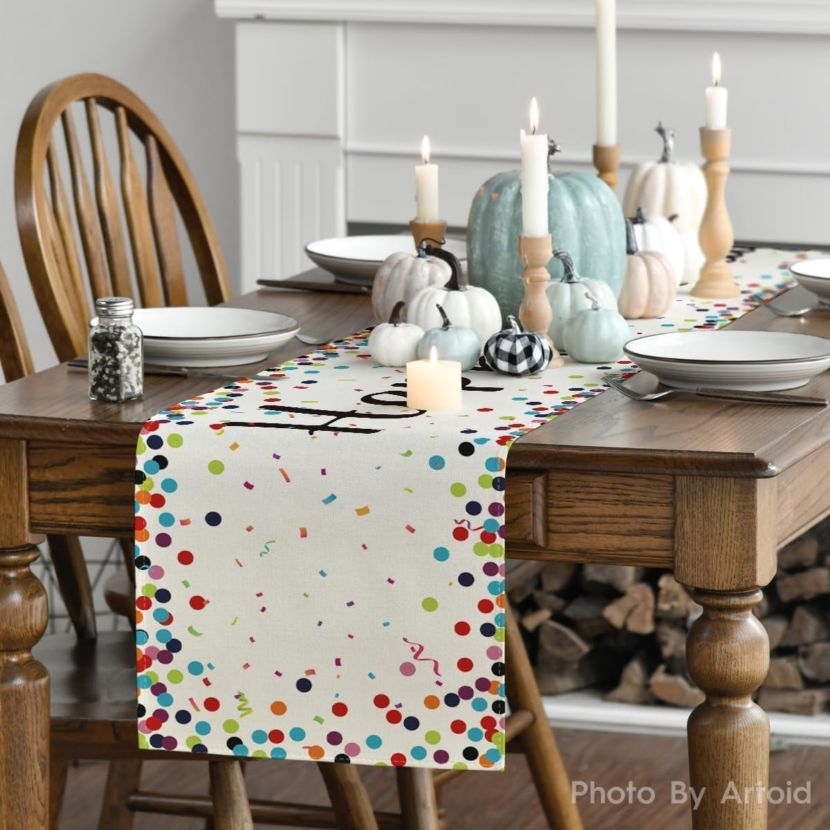 polka-dot-beige-happy-birthday-table-runner-seasonal-kitchen-dining-table-decoration-for-home-party-decor-13x72-inch