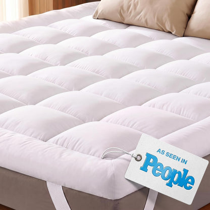 Ultra Soft & Cooling Mattress Topper - Full Size | Cloud-Like Mattress Pad, Full Back Support, Breathable, Perfect for Hot Sleepers, White1