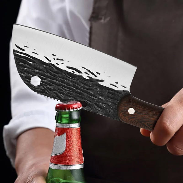 Meat Cleaver Knife, 5.2 Inch Forged Meat Cleaver Knives Stainless Steel Vegetables Slice Kitchen Chef Knife Fishing Camping Fruit Portable Utility Knives5