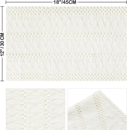 Beige Farmhouse Woven Rustic Hollow Placemats Set of 4,12X18 Inch Seasonal Holiday Table Mats Party Kitchen Dining Decoration6